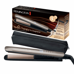 Remington Glätteisen Profi [Hitzeschutzsensor um Haarschäden zu verringern] Keratin Protect (hochwertige Keratin-Keramikbeschichtung mit Mandelöl) Digitales Display, 160-230°C, Haarglätter S8593 Haarglätter Profi neu