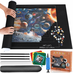 Puzzlematte Puzzlerolle, Puzzle 3000 Teile Puzzle Rollmatte Puzzle Sparer Puzzleunterlage Jigsaw Rolls Puzzle Pad aus Filz,Jigsaw Mat,Riesenfilzmatte zur Aufbewahrung von Puzzles 3000 Stück Schwarz Geschenkbox