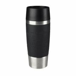 Emsa 513361 Travel Mug Classic Thermo-/Isolierbecher, Fassungsvermögen: 360 ml, hält 4h heiß/ 8h kalt, 100% dicht, auslaufsicher, Quick-Press-Verschluss, 360°-Trinköffnung, schwarz Vorgängermodell Sleeve Schwarz