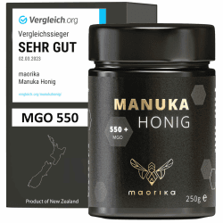 maorika - Manuka Honig 550 MGO + 250g im Glas (lichtundurchlässig, kein Plastik) - laborgeprüft, zertifiziert aus Neuseeland 250 g (1er Pack)