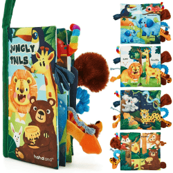 hahaland Babybuch Baby Stoffbuch Buch Spielzeug 0 Monate 3D Bilderbuch Stoffbücher Fühlbuch Knisterbuch ab 0 3 6 Monate Quiet Book Geschenk für Jungen Mädchen Wälder Babybuch