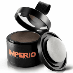 IMPERIO Ansatzpuder - Haar Concealer zur Haarverdichtung für Frauen und Männer, wasserfestes Haar Make-up zum Ansatz kaschieren - 4g (Mittelbraun) Pulver Natürlich