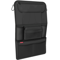 ATHLON TOOLS Der stabilste Autositz-Organizer - mit verstärkter Rückwand - Lebensmittelecht - mit integriertem Tablet-Halter - mit Extra Federtasche - für Business und Kinder - Designed in Hamburg Schwarz