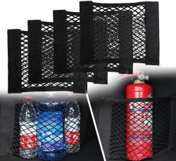 Einesin Kofferraum Netztasche 4 Stück Auto Gepäcknetz, 30 x 25cm, Universal Kofferraumnetz Schutznetz Elastisch Kofferraum Aufbewahrung Netz Mit Klettverschluss für Auto/SUV 30x25cm