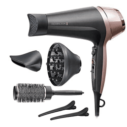 Remington Haartrockner Ionen [Locken & Wellen & Glatt] Curl-Straight (2200W, inkl 3 Stylingaufsätze: konisch & Locken-Stylingdüse & Diffusor, 45mm Rundbürste & Klammern, 3 Heiz-& 2 Gebläsestufen)D5707 Haartrockner "Neue Version"