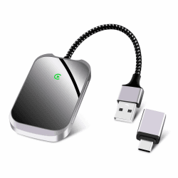 Wireless Carplay Adapter für Apple,2024 Neueste Wandelt Verdrahtete in Drahtlose Carplay Dongle, für Autos ab 2015,für iPhone iOS 10+,Direct Plug & Play, 5GHz Wi-Fi USB C/A, Schwarz CARPLAY-1