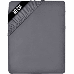 Utopia Bedding - Spannbettlaken 180x200cm Bis 30 cm - Grau - Gebürstete Mikrofaser Spannbetttuch - Oeko Tex Standard 100 180 x 200 x 30 cm Grau