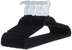 Amazon Basics Samtbügel für Anzüge, Schwarz, 30er-Pack Schwarz 30er-Pack ohne Krawattenhalter