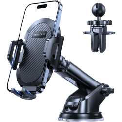 Miracase Handyhalterung Auto 3 in 1 KFZ Handyhalter mit Saugnapf & Lüftung Universale Handy Halterung Auto Kompatibel mit alle Smartphones (iPhone/Samsung/Huawei/LG/Xiaomi usw) Black
