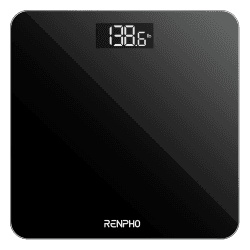 RENPHO Personenwaage, Körperwaage mit Hochpräzisions-Sensoren, Personen Digitalwaage mit Step-On-Technik, Gewichtswaage aus Sicherheitsglas, Schwarz 10.2"/260mm Schwarz