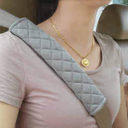 MIKAFEN Premium Gurtpolster im Zweierpack, Polsterung für Sitzgurt im Auto für mehr Komfort auf der Reise（Grau）