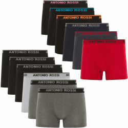 ANTONIO ROSSI (12er-Pack) Herren-Boxer-Hipster - Herren-Boxershorts Multipack mit elastischem Bund - Atmungsaktive, weiche Boxershorts für Männer für den Alltag XL Dunkel Sortiert