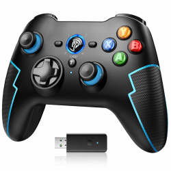 EasySMX Wireless PC Controller Game Controller PC Kabellos Bluetooth Gamepad mit Hall-Trigger&Dual Vibration&Turbo funktion, kompatibel mitPC/PS3/Switch/Android TV/TV-Box/Handy/Tablet/Laptop – Blau