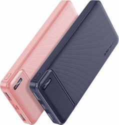AsperX Power Bank 2 Stück, Powerbank 10000mAh (USB-C-Eingang und -Ausgang) Slim klein Aber stark Externer Handyakkus, kompatibel mit iPhone 14 13 12 11 Pro Max, Samsung, iPad, Huawei, AirPods, Switch Puder+Marineblau