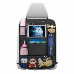 Ezilif Rückenlehnenschutz Auto Kinder, 600D Oxford Stoff Wasserdicht Sitzschutz Auto Rückenlehne, Auto Organizer Kinder mit 12 Zoll Tasche für iPad/Tablet, Autositz Organizer mit Kick-Matten-Schutz 1 Stück