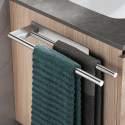 Dvocel Handtuchhalter ohne Bohren Doppelt 304 Edelstahl Handtuchstange Zweiarmig Selbstklebend Gästehandtuchhalter Wandmontage für Badezimmer Küche #1 Silber