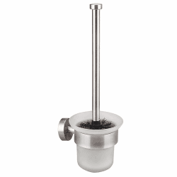 Dailyart Klobürste, Toilettenbürste WC Bürstenhalter WC Garnitur WC Bürste Ohne Bohren Klobürstenhalter mit Halter zum Wandmontage, Inkl. Ersatzbürste, Edelstahl + Glas Silber+glas