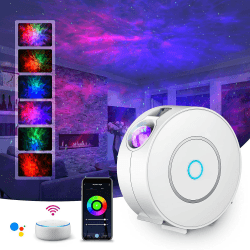 SUPPOU LED WIFI Sternenhimmel Projektor, Smart Nachtlicht 3D Galaxy Sternenprojektor Lampe Kinder Erwachsense mit RG Dimming/Stimmenkontrolle/WiFi Verbindung für Kinder Party Dekoration Weiß