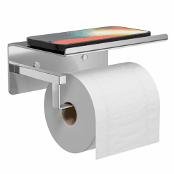 Toilettenpapierhalter Mit Ablage Klopapierhalter Chrom - Klorollenhalter,Toilettenpapierhalter Selbstklebend,Toilettenpapierhalter Ohne Bohren,Wc Papier Halterung Badezimmer,Edelstahl,Silber