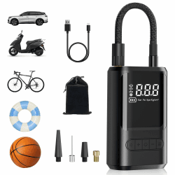ZORUMAN 6000mAh Mini Tragbare Elektronische Luftpumpe, 150PSI Akku,Fahrradpumpe Elektrisch mit Digitalanzeige und Notbeleuchtung, Pumpe für Auto,Motorrad, Fahrräder, Bälle CQB-8466