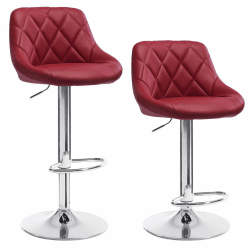 WOLTU BH23bd-2 Barhocker Tresenhocker, gute gepolstert, Kunstleder, Höhenverstellbar, Drehbar, 11 Farben, 2 x Hocker, Bordeaux Bordeaux Kunstleder