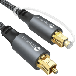 WARRKY Optisches Audiokabel, Optical Audio Cable, [Nylon Geflochten, Vergoldeter Stecker, Aluminiumhülse] Toslink kabel, Kompatibel mit LG/Samsung Soundbar, Stereoanlage, Heimkino, PS4, Xbox -1,8m 1,8 m/6 ft