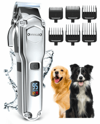oneisall Leise Hundeschermaschine dichtes fell, IPX7 Wasserdichtes Schermaschine Hund Katze, Profi Hundetrimmer für Dickes, Langes und Lockiges Tierhaare