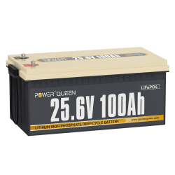 Power Queen LifePO4 25.6 V, 100 Ah Lithiumbatterie, Tiefzyklusbatterie, wiederaufladbare Versorgungsbatterie mit BMS, über 4000 Lebenszyklen für Wohnmobile, Wohnmobile, Wohnwagen 25.6V100Ah