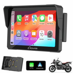 Carpuride W702B Motorrad GPS Carplay Bildschirm mit Design Halterung für BMW Motorräder, Kabelloses CarPlay und Android Auto, Tragbarer Wasserdichter 7" Touchscreen, Dual Bluetooth, Navigation, Siri.