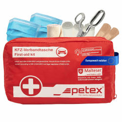 PETEX 43930012 Verbandtasche Inhalt nach DIN 13164, rot Single Rot