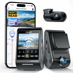 VIOFO A229 Plus 2K + 2K Dual STARVIS 2, HDR Vorne hinten Dashcam Auto, Sprachsteurung & 5GHz Wi-Fi WLAN Autokamera, Ultrapräzises GPS, Super Nachtsicht 2.0, 2,4” Großer LCD, Sprachausgabe, 512 GB Max