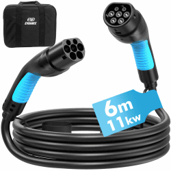 Typ 2 Ladekabel, 6m 16A 3 Phasig Typ 2 Ladekabel 11kW mit Tasche für EV Elektroautos-Ladekabel Typ 2 für E Auto EV/PHEV-Ladekabel E Auto- Ladekabel Elektroauto Typ 2 kompatibel mit jedem Elektroauto 16A,6M
