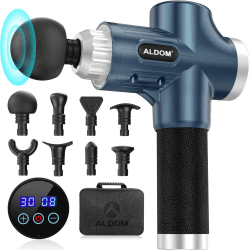 Massagepistole ALDOM Massage Gun für Nacken Schulter Rücken Massage pistole mit 8 Massageköpfen und 30 einstellbaren Geschwindigkeiten Elektrisch Massagegerät Blau