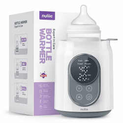 Flaschenwärmer Baby, Nuliie 6-in-1 Elektrischer Flaschenwärmer für Muttermilch oder Milchnahrung mit Intelligenter Temperaturregelung und Automatischer Abschaltung, 220V Weiß