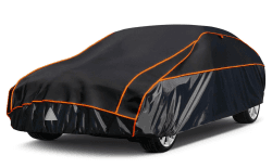 kayme Hagelschutzplane Auto Autoabdeckung Wasserdicht Atmungsaktiv. PKW Hagelschutzgarage, Abdeckplane für Hagel Regen Sonne Schutz, Hagelschutz vollgarage für Limousine (430 bis 450 cm) Schwarz H2-PKW-430 bis 450 cm Schwarz