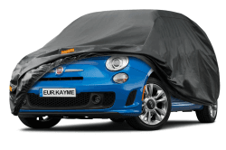 kayme 7 Schichten Autoabdeckung Wasserdicht Atmungsaktiv, Vollgarage Autoplane für Sonne Staub Schutz, Kompatibel mit FIAT 500, Abarth 595 695, Toyota Aygo, Abdeckplane für City Car(bis zu 360 cm) C8 - Für City Car Bis zu 360 cm PE-Schwarz