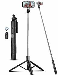 180cm Handy Stativ Ständer & Selfie Stick, Handyhalter mit Abnehmbarer Fernbedienung, Smartphone Stative, Tripod für iPhone, Handystativ Kompatibel mit iPhone Android Smartphones, Camera Schwarz A-[180CM＆Verstärkte Stabilität]