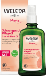 WELEDA Bio Mama Schwangerschaftsöl - veganes Naturkosmetik Babybauch Massageöl zur Dehnungsstreifen Vorbeugung. Hautpflege Schwangerschaft Körperöl mit Jojobaöl verbessert die Hautelastizität (100ml)