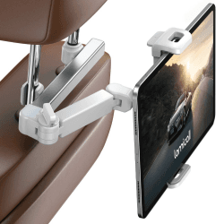 Lamicall Tablet Halterung Auto, Tablethalterungen Auto - Ausziehbare KFZ Tablet Halter Kopfstütze, Universal Tablet Kopfstützenhalter für iPad, Switch, Sumsung Tab, Smartphone und 4,7-11 Zoll Geräte 🥇Upgraded - Weiß