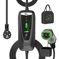 Teskee EV-Ladegerät Typ 2 Tragbare EV-Autos Heim-Ladestation Wallbox mit Anzeigeleuchte Tragetasche für alle Elektrofahrzeuge & Plug-in-Hybrid-Autos 3.6kW 10/13/16Amp 6 Meter 1-Phasig Schuko-Stecker 3,6kW | 16Ampere Schwarz | 6 Meter
