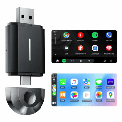 Volam Wireless Carplay Adapter für Apple & Wireless Android Auto Adapter 2-in-1, 5GHz WiFi, Unterstützung OTA, Typ-C/USB Plug & Play, kabelgebundenes CarPlay erforderlich Schwarz