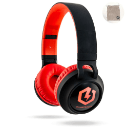 PowerLocus Kinderkopfhörer Bluetooth, Kinder Kopfhörer Over-Ear mit 85db Lautstärkebegrenzung LED-licht Faltbare HD Stereo Kopfhörer Kabellose und Kabel, eingebautes Mikrofon für Handy, Tablet,PC,TV Rot