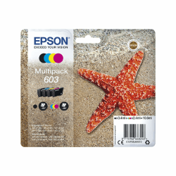 Epson Original 603 Tinte Seestern Multipack 4-farbig Standard, WF-2820DWF WF-2830DWF WF-2840DWF WF-2850DWF XP-2100 XP-2150 XP-3100 XP-3150 XP-4100 XP-4150, ReadyPrint Flex-Tintentarife Multipack (4-farbig) Standard Normalverpackung Single