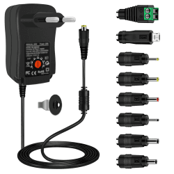 Universal Netzteil,Cshare 30W AC auf DC 12V 9V 7.5V 6V 5V 4.5V 3V 1A 2A Multi-Voltage Adapter,mit 5V 2.1A USB Port und 8 DC Steckern für LED-Streifen Router CCTV-Kameras TV Box WLAN-Router,2000mA max