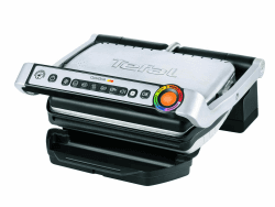 Tefal OptiGrill Kontaktgrill, 6 Programme, Garstufenanzeige, Abnehmbare Platten, Manueller Modus, Elektrogrill, Edelstahl, GC705D16 Standard Edelstahl-schwarz