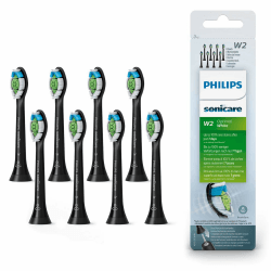 Philips Sonicare Original W2 Optimal White Standard Schallzahnbürstenköpfe - 8er-Pack in Schwarz (Modell HX6068/13) Schwarz 8 stück (1er Pack)