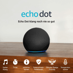 Zertifiziert und generalüberholt Echo Dot (5. Generation, 2022) | Smarter Bluetooth Lautsprecher mit Alexa | Anthrazit BLACK