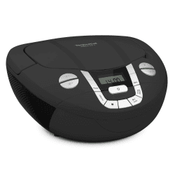 TechniSat Viola CD-1 - tragbarer Stereo CD-Player, Boombox mit praktischem Tragegriff (Radio für Kinder, UKW Radiotuner, Bluetooth-Empfang, 2 x 1 W RMS-Leistung, Netz- und Batteriebetrieb) schwarz UKW schwarz