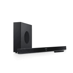 Teufel CINEBAR 11-2.1 Soundbar set mit Kabellosem Subwoofer, Dolby Audio, Bluetooth 5.0, HDMI 3D ARC CEC, 4K Pass Through, Dynamore, Touch Panel - Schwarz
