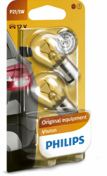 Philips 12499B2 Kugellampe Vision P21/5W Signallampe, 2er Blister, 13.50x9.50x13.50, White 2 Stück (1er Pack) P21/5W